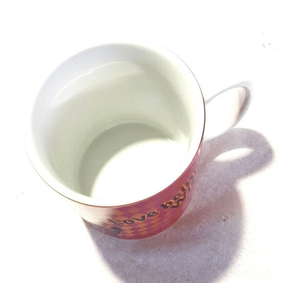 Totally Ghoul Halloween Witch Ceramic Mug Pink/Orange Harlequin Cat & Bat Design - Picture 4 of 7